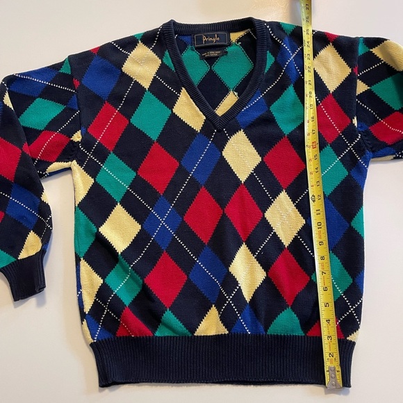 Pringle of Scotland Argyle Cotton Golf Sweater V-Neck Primary M - Picture 6 of 9